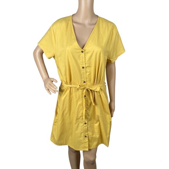 RVCA Landed Mustard Yellow Belted Button Down Dress SZ XL - Picture 3 of 10